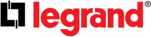 Logo Legrand rouge — solutions électriques, domotique et bornes de recharge